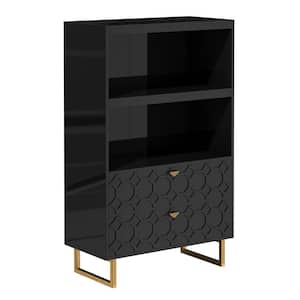 55.6 in. Tall Black Wood Display Bookcase Storage Organizer