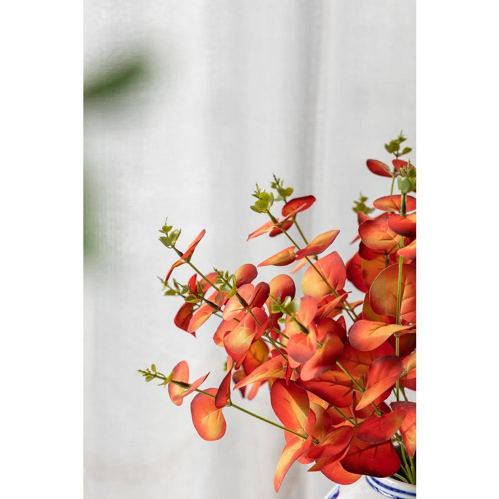 Set of 6 Red Faux Eucalyptus Greenery Stems