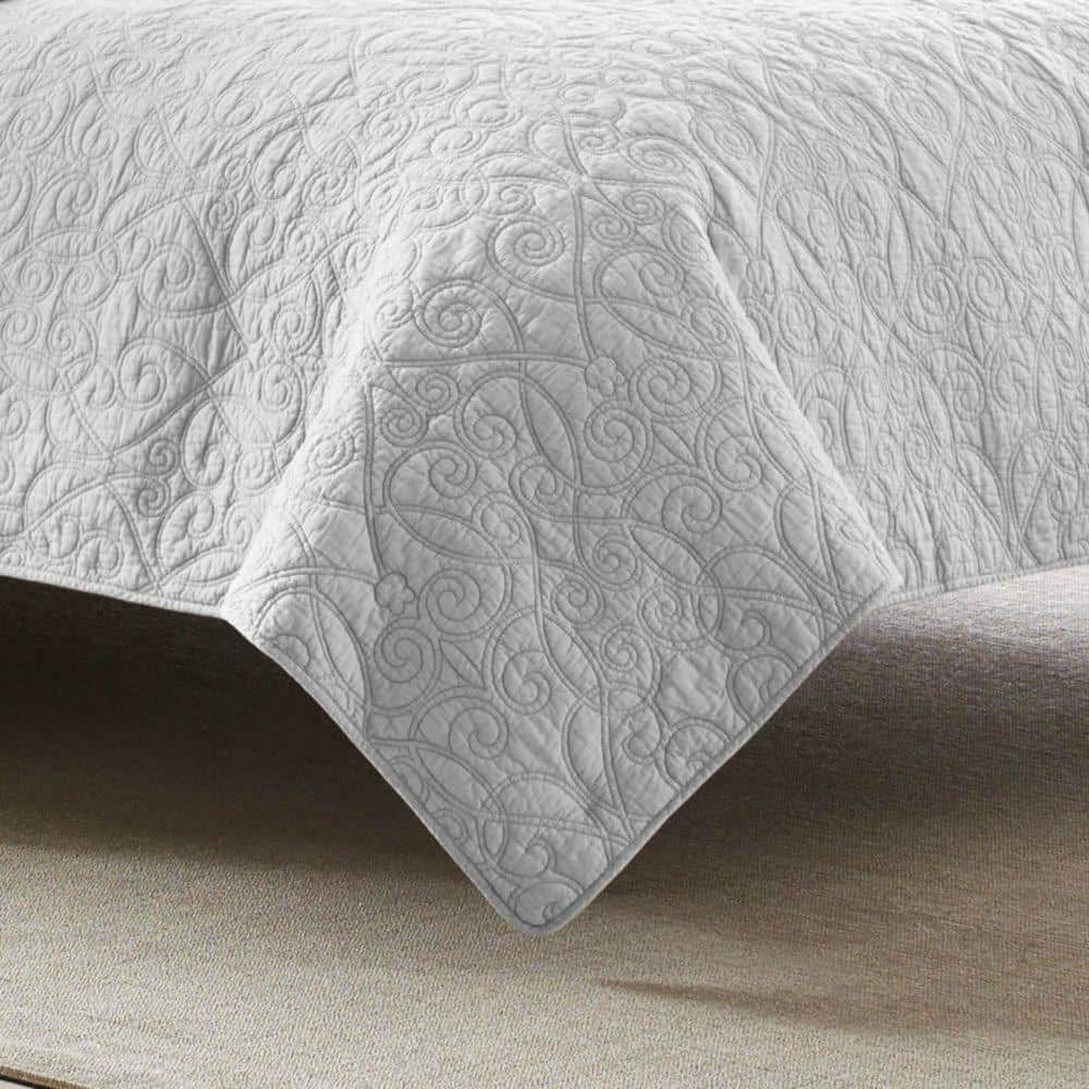 Gray Full Cotton Reversible Quilt Set