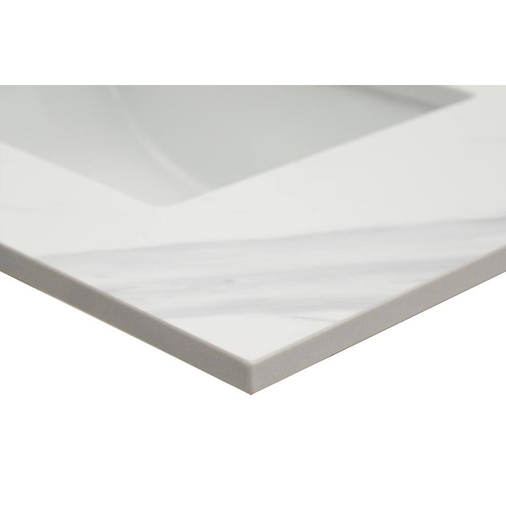 31 in. White Marble Bathroom Vanity Top with Single Sink