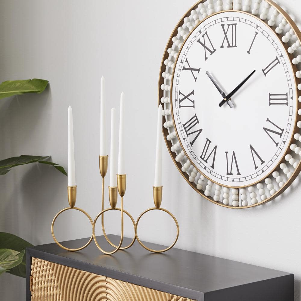 Gold Metal 5-Holder Modern Candelabra