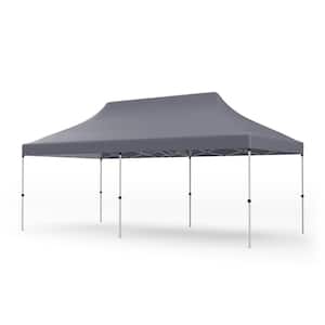 10 ft. x 20 ft. Gray Pop-Up Canopy Tent with Carrying Bag, Easy Setup