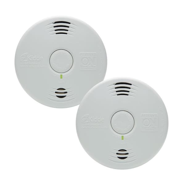 Hardwired w/10 Year Lithium Battery Backup 2 Pack Kidde Smoke and Carbon Monoxide Detector Alarm with Voice Warning Interconnectable White