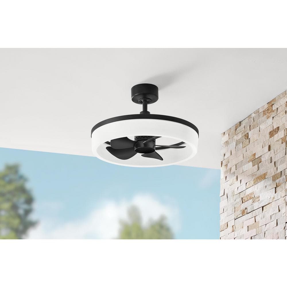 Home Decorators Collection Dialstone 23 Indoor/Outdoor Matte Black  Fandelier Ceiling Fan with Adjustable White LED with Remote Included  AK480-MBK