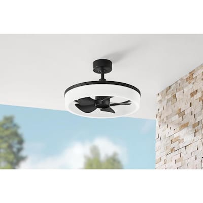 Dialstone 23 in. Indoor/Outdoor Matte Black Fandelier Ceiling Fan with Adjustable White LED with Remote Included