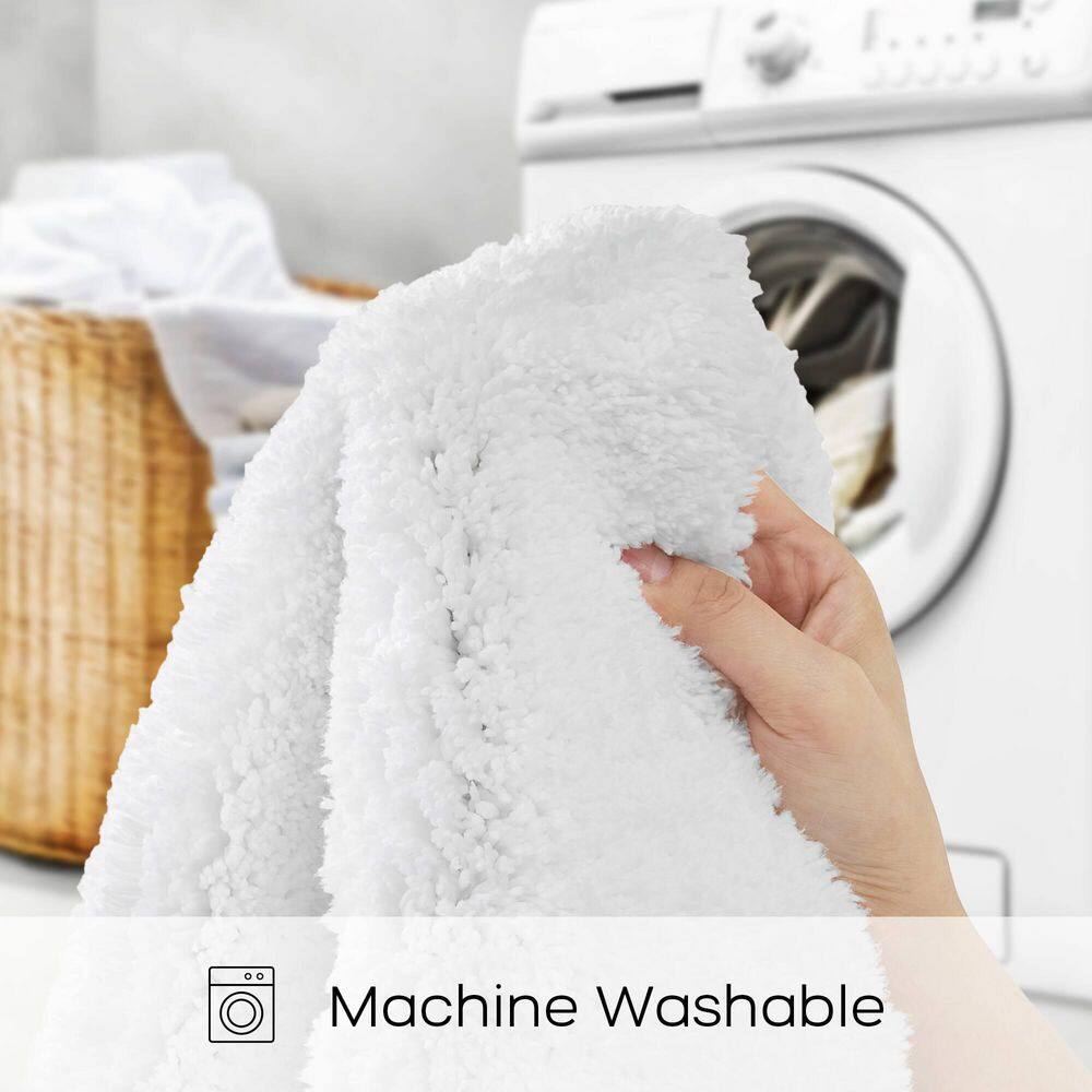 Luxurious White Microfiber Quick-Dry Non-Slip Bath Rug