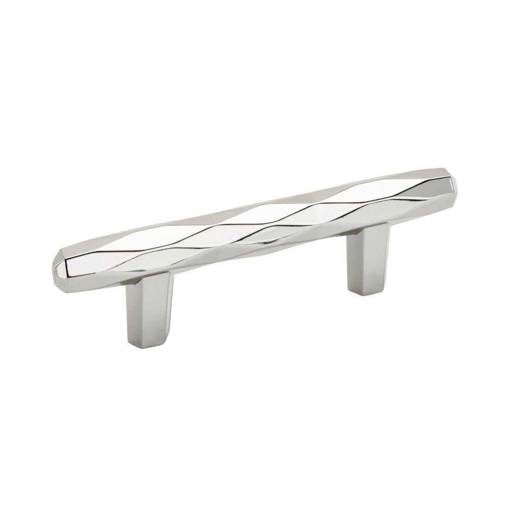 Polished Nickel Modern Bar Cabinet Pull with Mounting Hardware