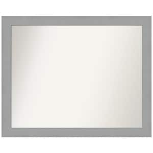 Brushed Nickel 31.5 in. W x 25.5 in. H Rectangle Non-Beveled Framed Wall Mirror in Silver