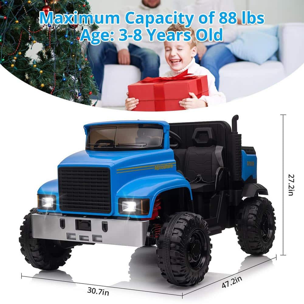 Blue 24V 2-Seater Ride-On Truck with Remote Control