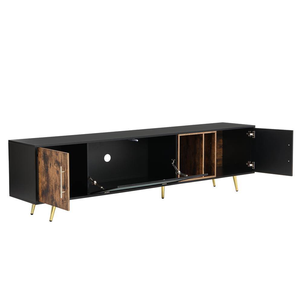 78.7 in. W x 15.7 in. D x 21.4 in. H Bathroom Black Linen Cabinet