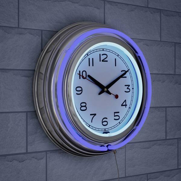 Vintage enhance 14.5 in outlets blue neon wall clock