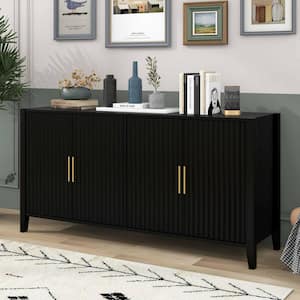 Black 31.90 in. Accent Storage Cabinet, Sideboard with Metal Handles for Hallway, Entryway, Living Room