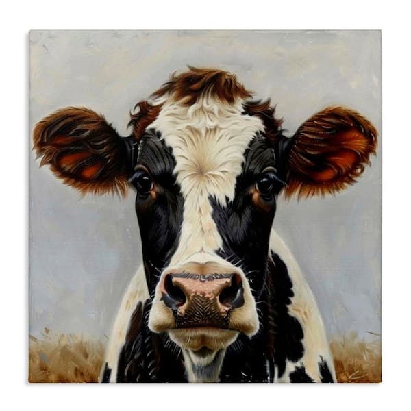 Stupell Industries Stoic Cow Gaze Portrait by LSR Design Studio Unframed Animal Graphic Art Print 17 in. x 17 in.