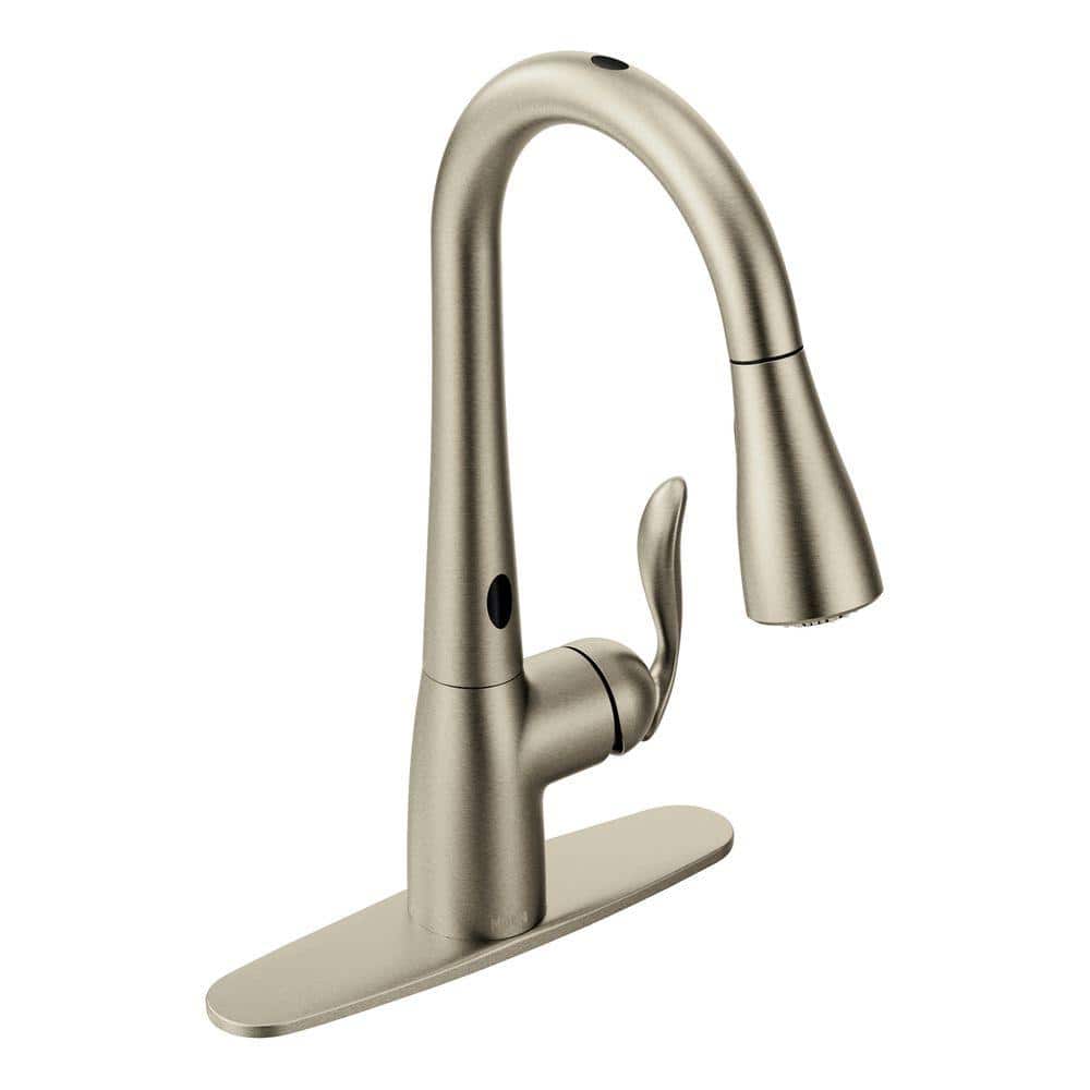 moen arbor single handle pull down sprayer touchless kitchen faucet with motionsense in spot resist stainless 7594esrs the home depot