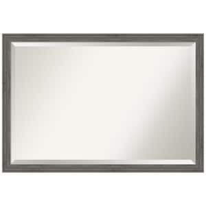 Regis Barnwood 38.62 in. x 26.62 in. Rustic Rectangle Framed Grey Narrow Bathroom Vanity Wall Mirror