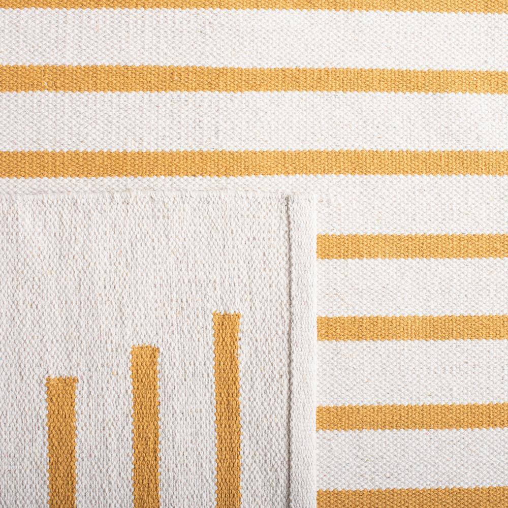 Ivory and Gold Handwoven Cotton 9' x 12' Rug