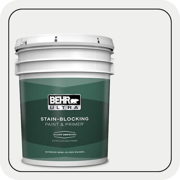 BEHR ULTRA 5 gal. #57 Frost Extra Durable Semi-Gloss Enamel Interior Paint & Primer