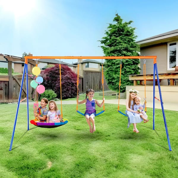SVOPES 600 lbs. Swing Set for Backyard Metal Outdoor Swing