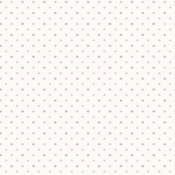 Unbranded Miniatures 2 Lilac/Purple Mini Floral Motif Design Matte Finish Non-Pasted Vinyl on Non-Woven Wallpaper Sample