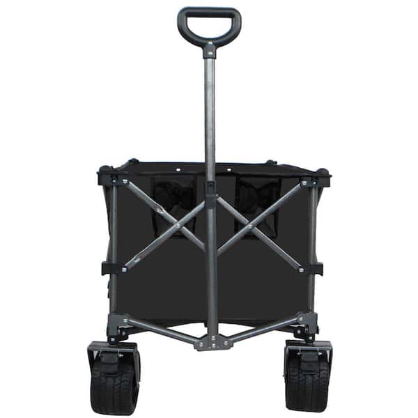 maocao hoom 1.58 cu. ft After Folding Steel Garden Cart Collapsible Folding Wagon, Push Pull Foldable Beach Wagon Cart