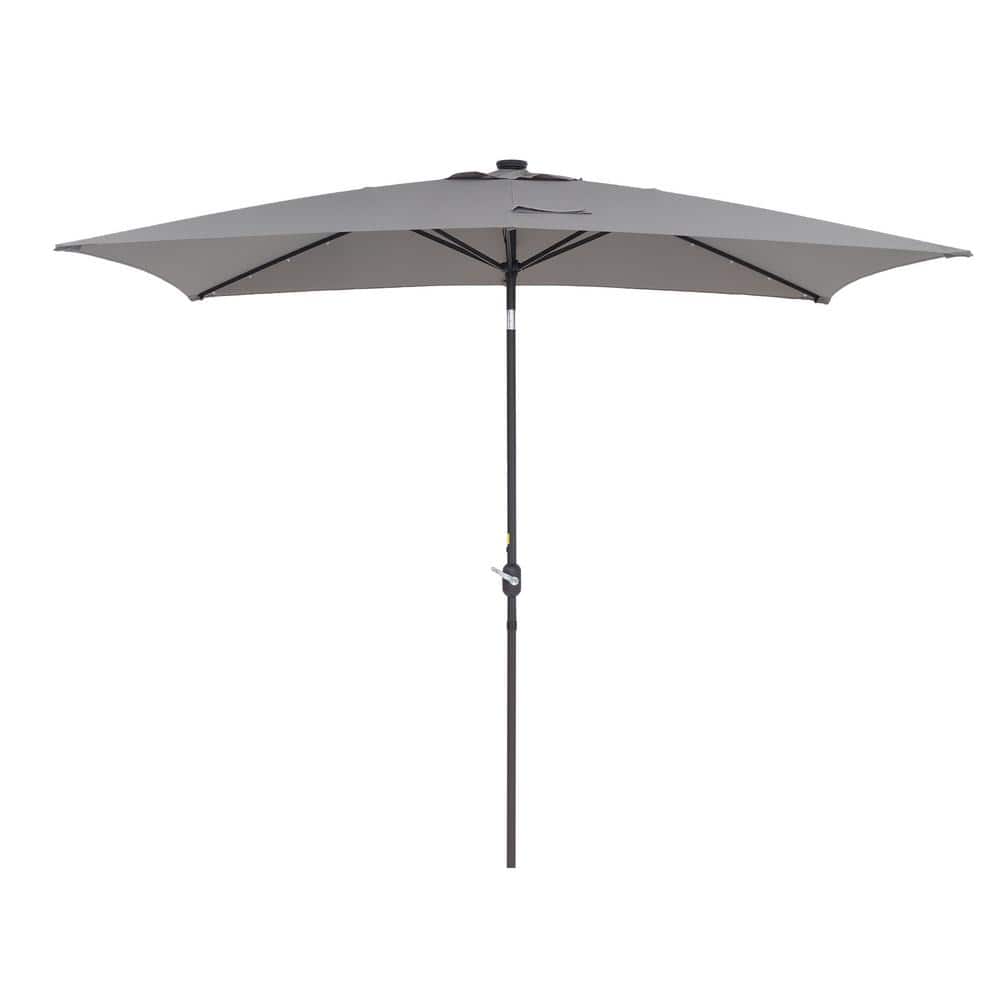 10 ft. x 6.5 ft. Steel Outdoor Solar LED Lighted Patio Market Umbrella with