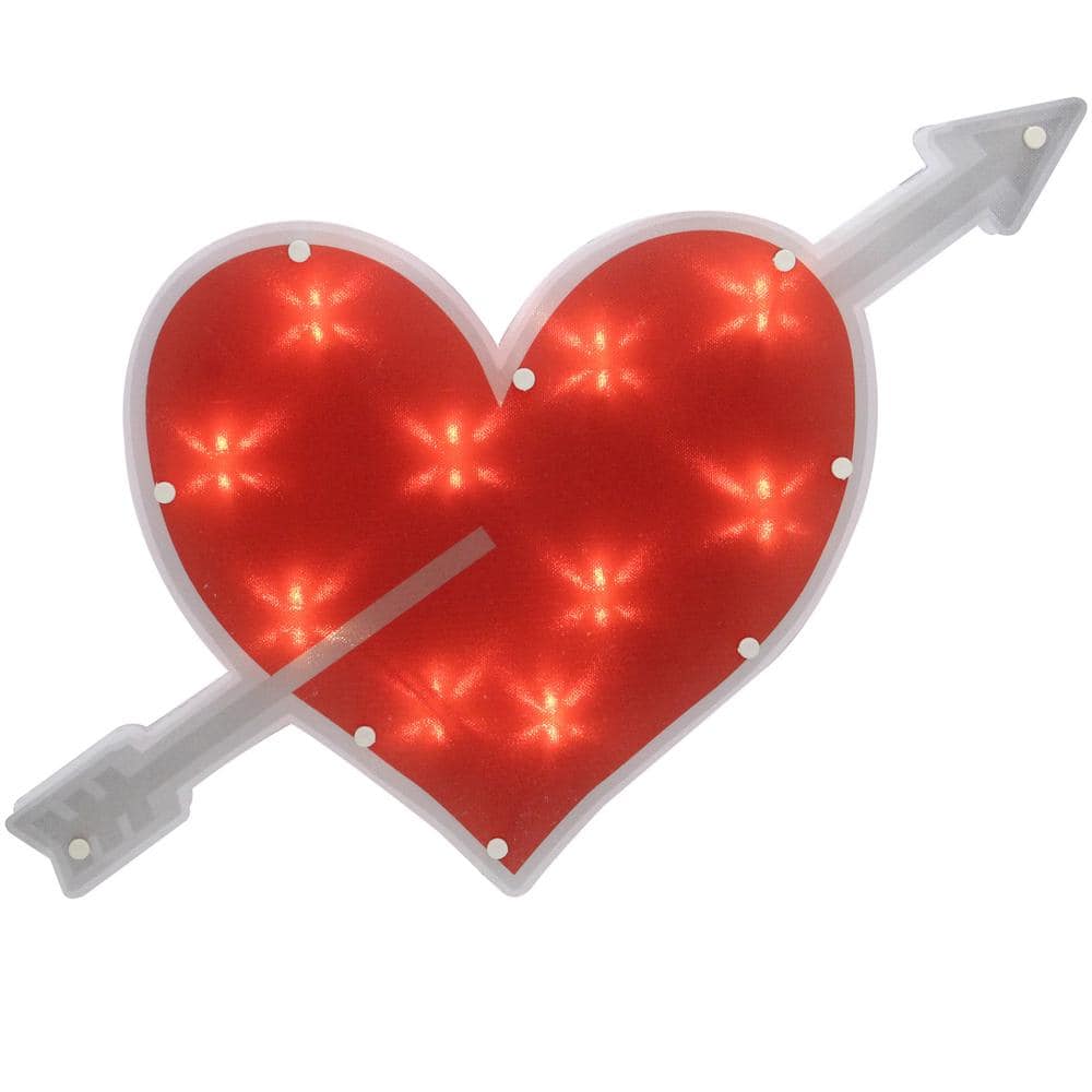 Northlight 11 in. H x 18 in. L Lighted Red Heart with Arrow Valentine's Day Window Silhouette Decoration