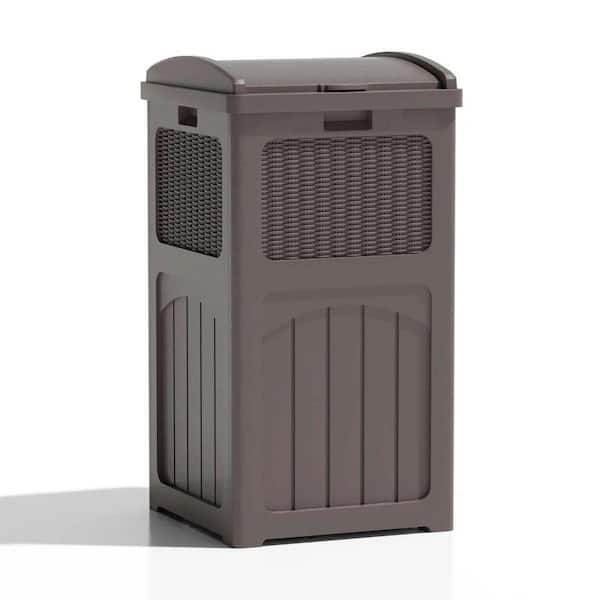 36 gal. Resin Outdoor Trash Can, Plastic Deck Box in Brown