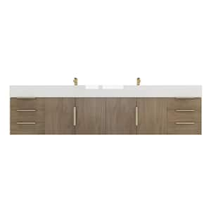 Bethany 84 in. W x 20 in. D x 22 in. H Double Sink Floating Bath Vanity in Light Oak with White Acrylic Top