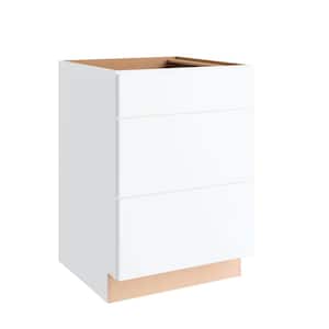 Courtland  24 in. W x 24 in. D x 34.5 in. H Assembled Shaker Drawer Base Kitchen Cabinet in Polar White