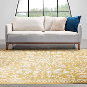 Dazzle Disa Gold Vintage Distressed Medallion Oriental 5 ft. 3 in. x 7 ft. 3 in. Area Rug