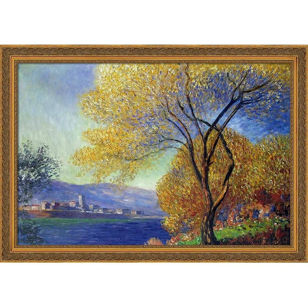 LA PASTICHE Antibes, View of Salis with Baroque Antique Gold Frame by Claude Monet Framed Art Print Wall Art 28 in. x 40 in.