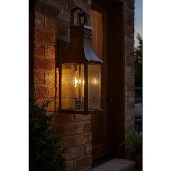 HINKLEY - Beacon Hill 2-Light Blackened Copper Hardwired Outdoor Wall Lantern Sconce