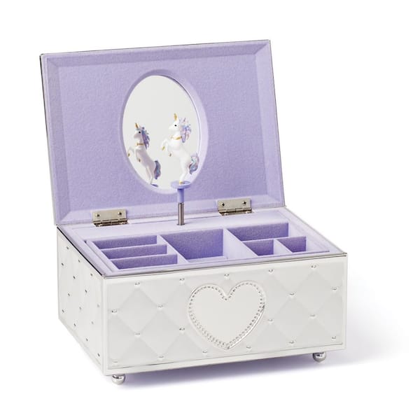 Lenox Childhood Memories Metal Musical Unicorn Jewelry Box, Silver