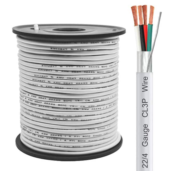 200 ft. 22/4 Shielded Stranded CL3P Plenum Pure Copper 4-Conductor Security Alarm Wire Spool