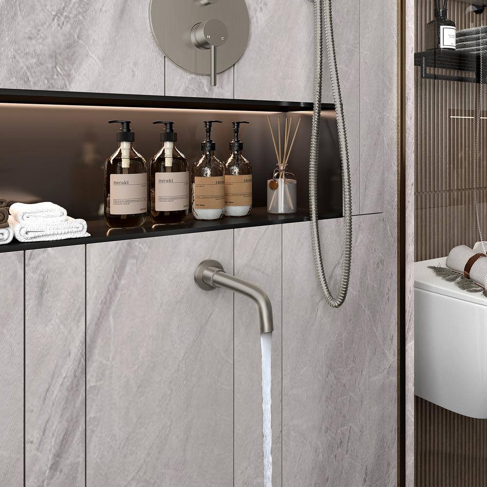 Brushed Nickel Large Round Rain Shower System with Handheld