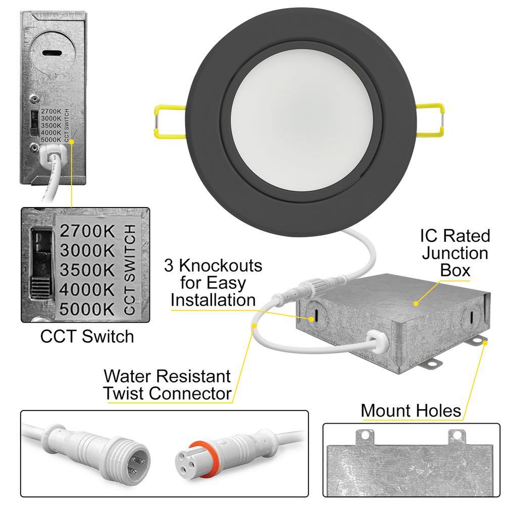 NuWatt Energy Star 4-in Black Aluminum LED Recessed Light, 630 Lumens