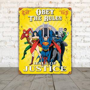 14.5 in. H x 11.5 in. D Justice League Embossed Metal Sign
