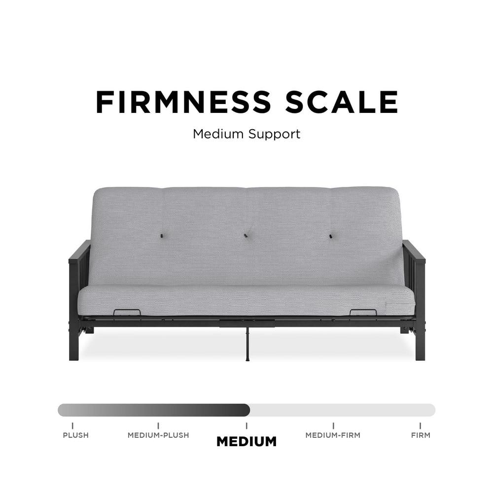 Harlow Full Black Metal Arm Tufted Herringbone Futon