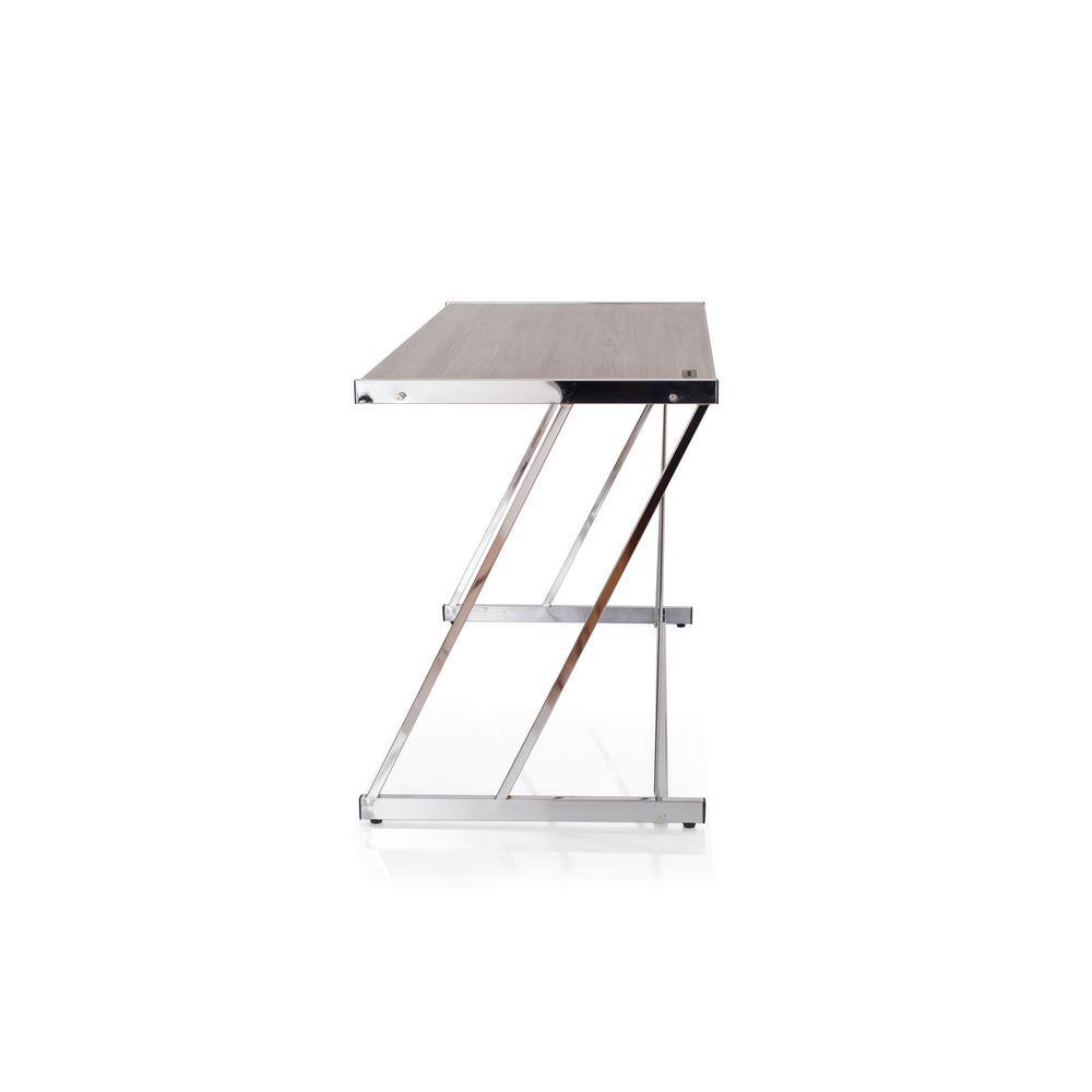 47" Weathered Oak and Chrome Desk with USB Port