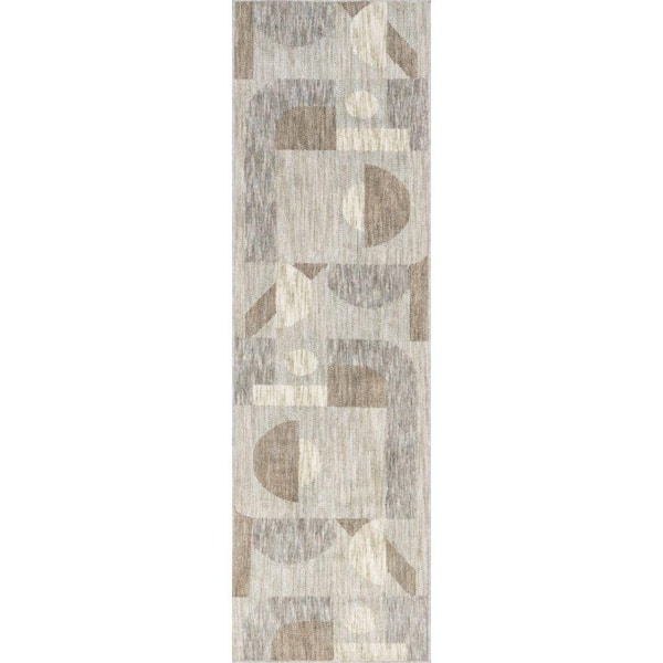 StyleWell Beckett Beige 2 ft. x 8 ft. Modern Geometric Area Rug