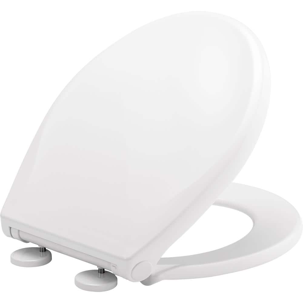 BEMIS Push n'Clean Round Closed Front Toilet Seat in White-597SLOW 000