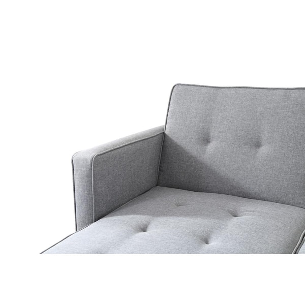 98 5 In Gray Linen 3 Seater Twin, Gerard Grey Sectional Sofa Bed With Queen Gel Memory Foam Mattress