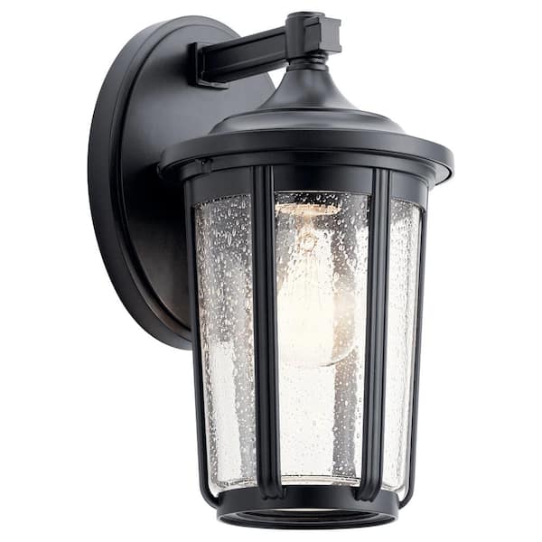 KICHLER Fairfield 11 in. 1-Light Black Outdoor Hardwired Wall Lantern Sconce with No Bulbs Included (1-Pack)
