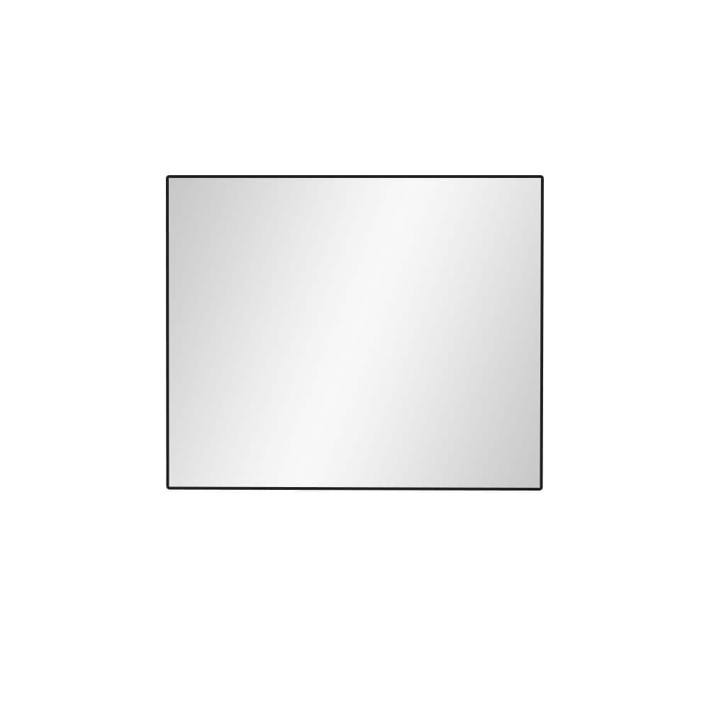 Black 36 in. W x 30 in. H Rectangle Metal Framed Mirror Modern Design Wall 