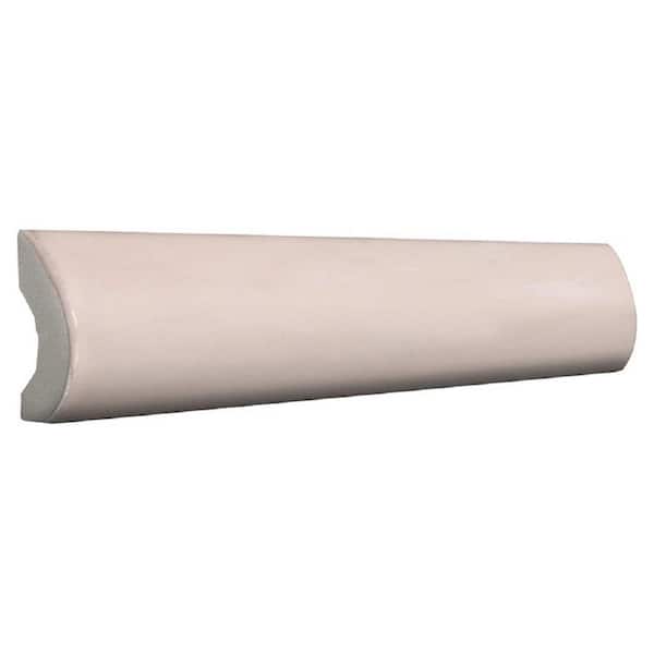 Apollo Tile Chateau 1 in. x 8 in. Light Pink Ceramic Glossy Pencil Bullnose Tile Trim (0.556 sq. ft./case) (10-pack)