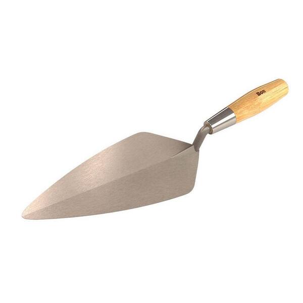 Bon Tool 9 in. x 4-1/4 in. Narrow London Pro Stainless Steel Brick Masonry Trowel with Wood Handle