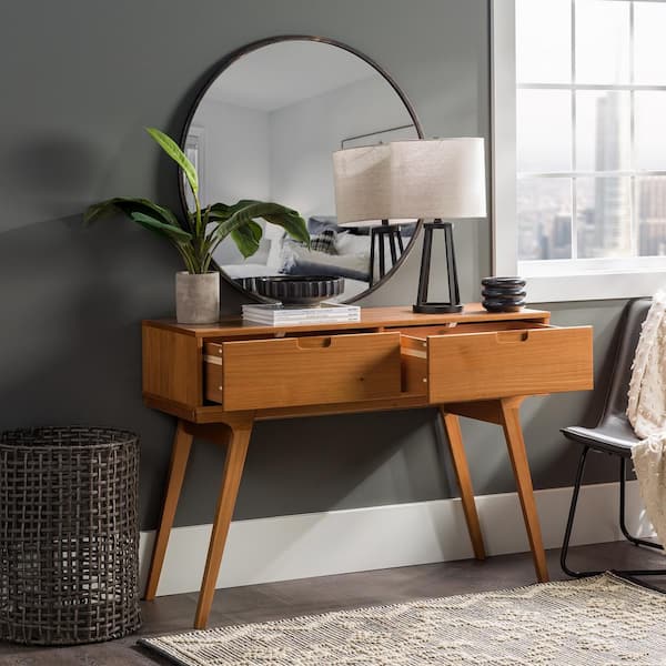 Welwick Designs 44 In Caramel Mid, Can You Use Console Table As Desk