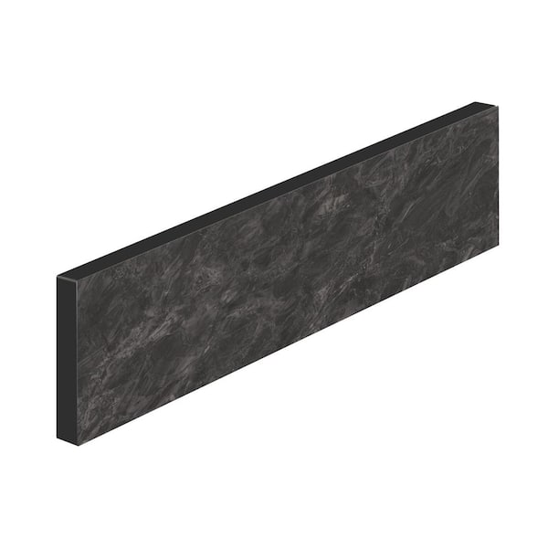 24.5 in. D L x 4 in. D Engineered Composite Countertop Sidesplash in Notte Nera with Luster Finish