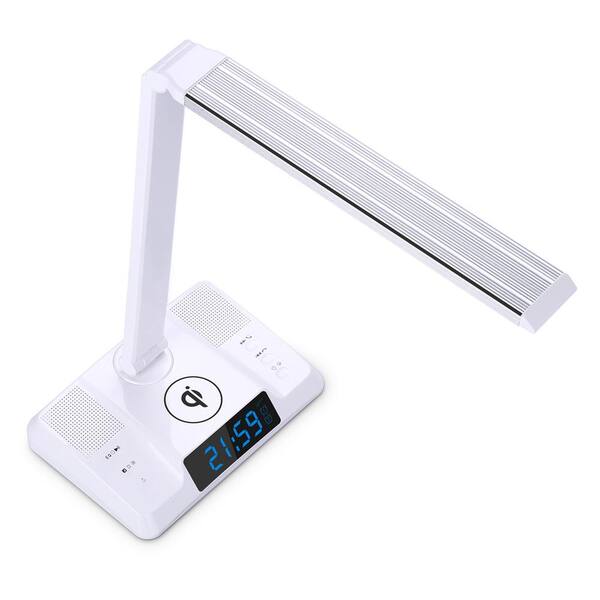 Unbranded 28 in. Folding Integrated LED Desk Lamp with Alarm Clock and Bluetooth Media Player