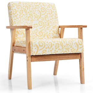 Modern Accent Chair with Rubber Wood Frame and Lumbar Pillow